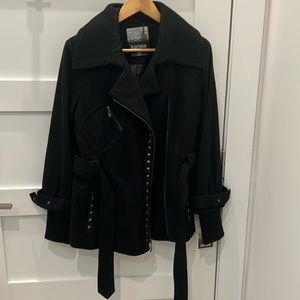 Kenzie wool coat with studs and belt